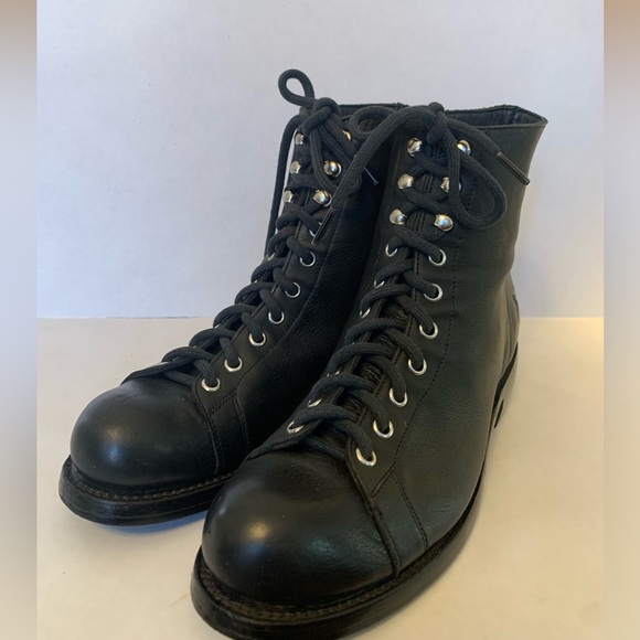 JOHN FLUEVOG LACE UP BOOTS BLACK SZ 8W RICARD LEATHER ANKLE COMBAT PUNK GOTH - Picture 5 of 15